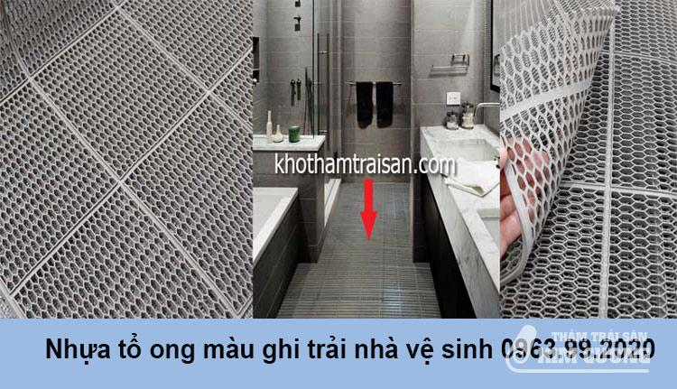 Thảm nhựa tổ ong màu ghi trải nhà vệ sinh Thảm nhựa tổ ong màu ghi trải nhà vệ sinh